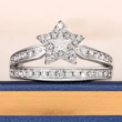  Micro-inlaid zircon star ring exquisite sweet fashion star-shaped ring double layer girl matching jewelry