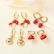 AS jewelry hot selling copper plated real gold oil drop fruit strawberry mushroom earrings earrings ers75
