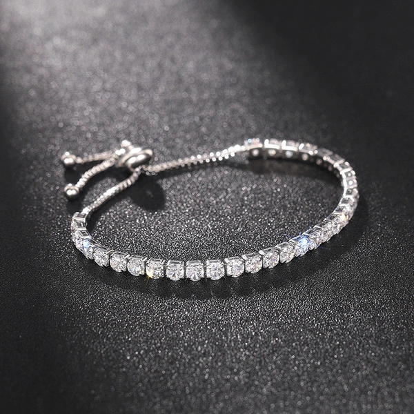 Fashion bracelet for women, niche, simple, high-end hand jewelry, single row, 4mm adjustable jewelry