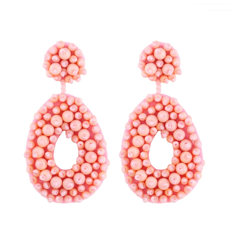 Hot selling Bohemian earrings, European and American rice bead earrings, exaggerated earrings, braided bead earrings erp67