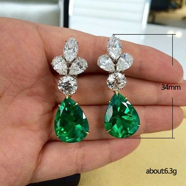 Factory direct sales of trefoil AAA zircon earrings European and American exquisite earrings bridal earrings spot mixed batch