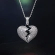 European and American popular jewelry light luxury style broken heart pendant necklace full of diamonds and zircon love necklace