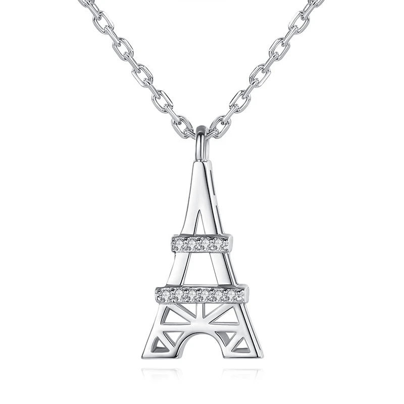 Mini Eiffel Tower Diamond Pendant Necklace European and American Style Romantic Love Creative Clavicle Chain for Women