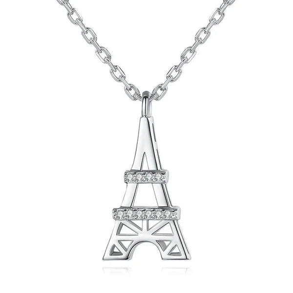 Mini Eiffel Tower Diamond Pendant Necklace European and American Style Romantic Love Creative Clavicle Chain for Women