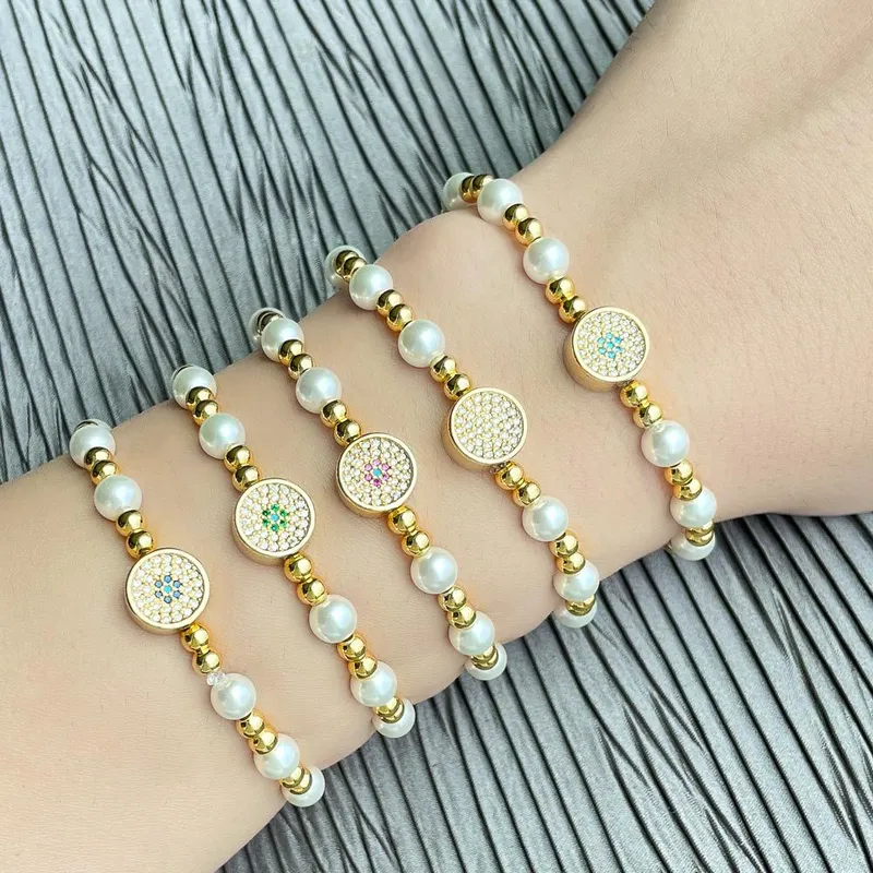 Clearance European and American new jewelry elastic rope round bead pearl bracelet female niche sense bracelet brh21