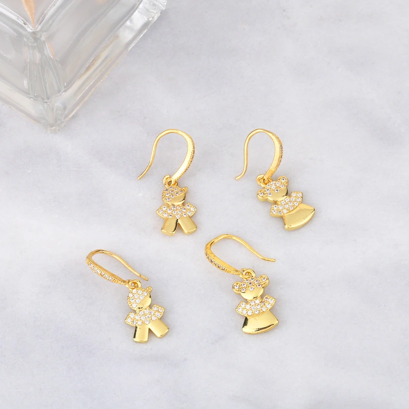2023 new European and American fashion 18K gold earrings simple cartoon character girlfriend student earrings female ery29