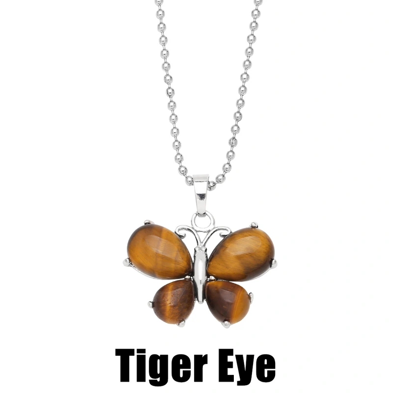 Crystal agate butterfly necklace for women 2023 new European and American hot selling pendant necklace wholesale nkb612