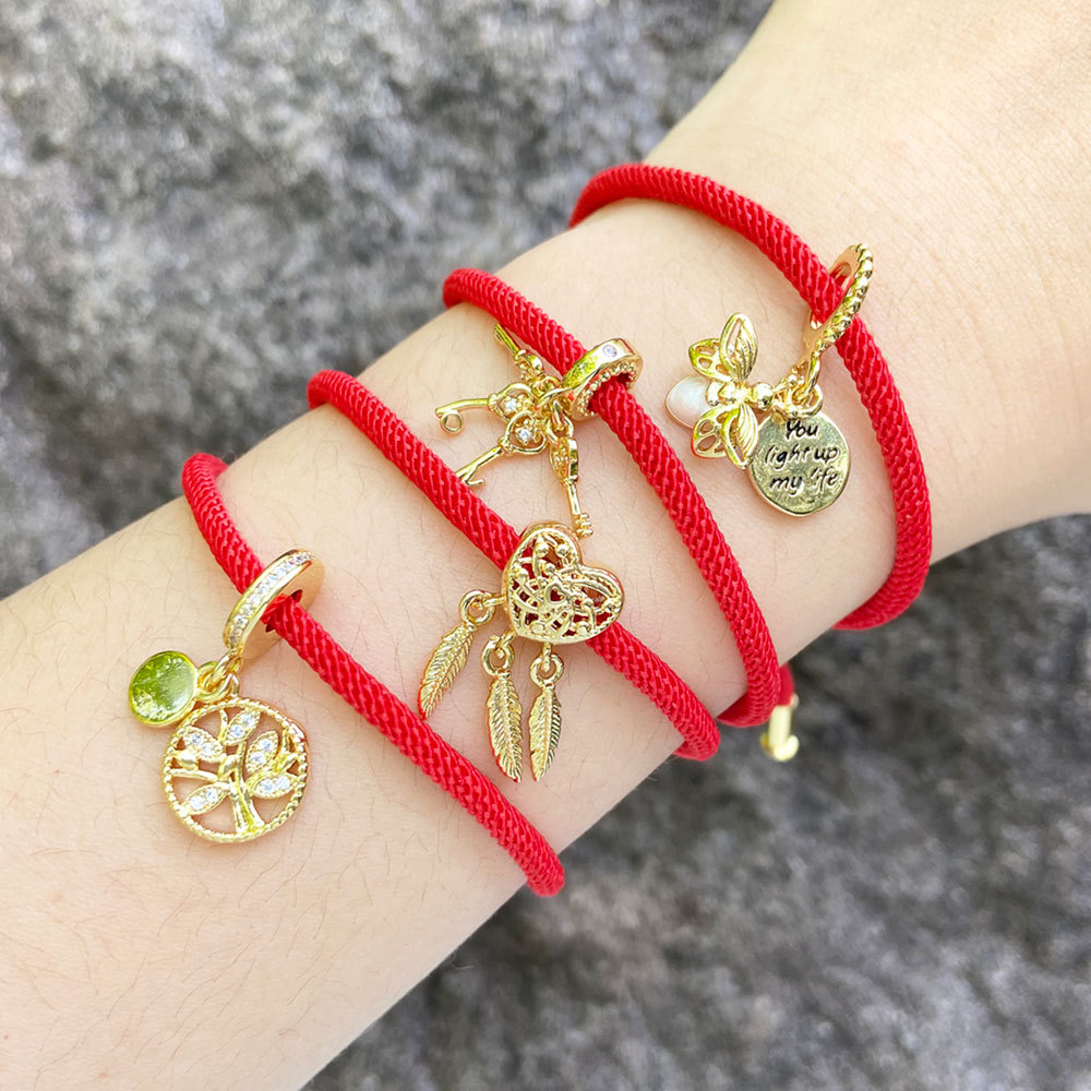 AS jewelry tree of life love pendant bracelet female gold-plated zircon red rope hand jewelry brf32