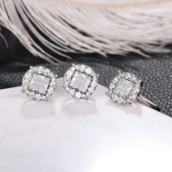 Special frosted zircon jewelry set niche design high-end heavy-duty temperament micro-inlaid earrings for women