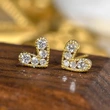  Versatile commuting exquisite heart earrings for women small micro-inlaid zircon earrings fashionable daily matching style