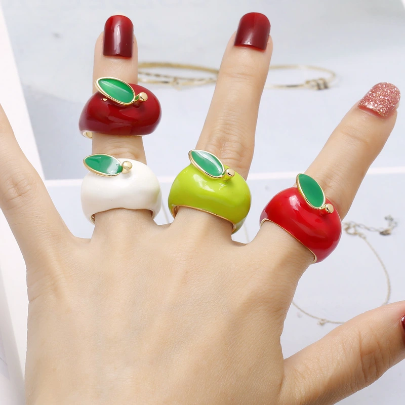 AS jewelry Europe and the United States hot selling oil drop fruit apple open ring gold-plated ring ris80 ring