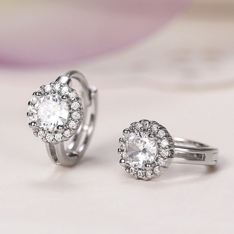 Micro-inlaid zircon and full diamond earrings, copper and gold personalized INS style all-match earrings fashion jewelry