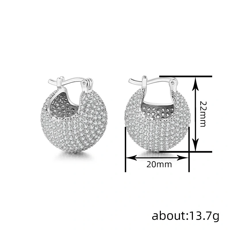  Personalized niche earrings for women, round sphere three-dimensional earrings with full diamond flash, heavy-duty light luxury chic jewelry
