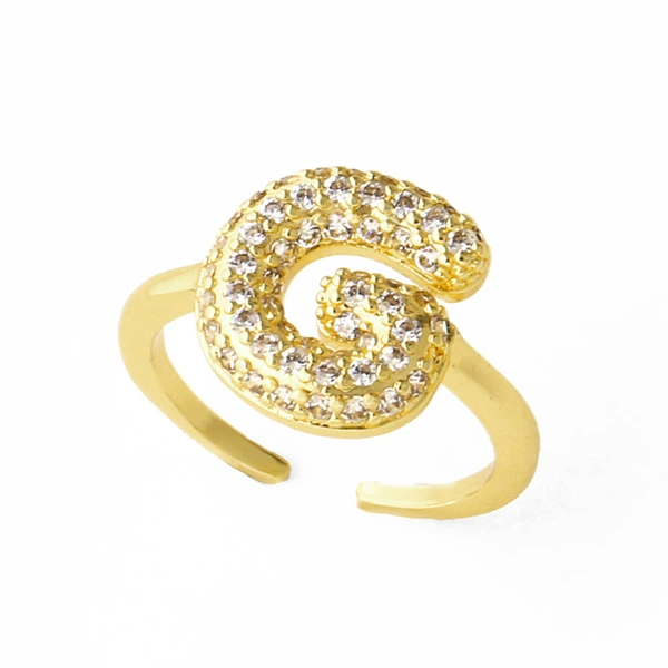 AS jewelry hot item inlaid with zircon 26 English letters open ring female rij23