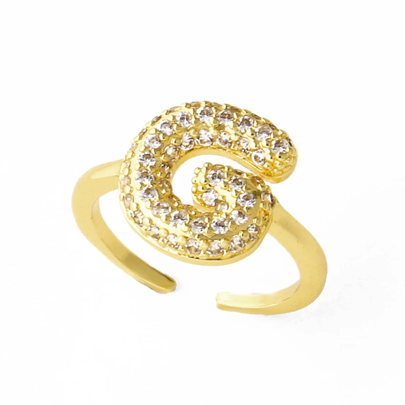 AS jewelry hot item inlaid with zircon 26 English letters open ring female rij23