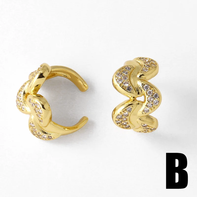 Jewelry hot sale irregular earrings for women gold-plated zircon C-shaped ear bone clip earrings era143