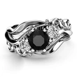 Popular small accessories fashion flower line black zircon ring women's exquisite ring hand jewelry series