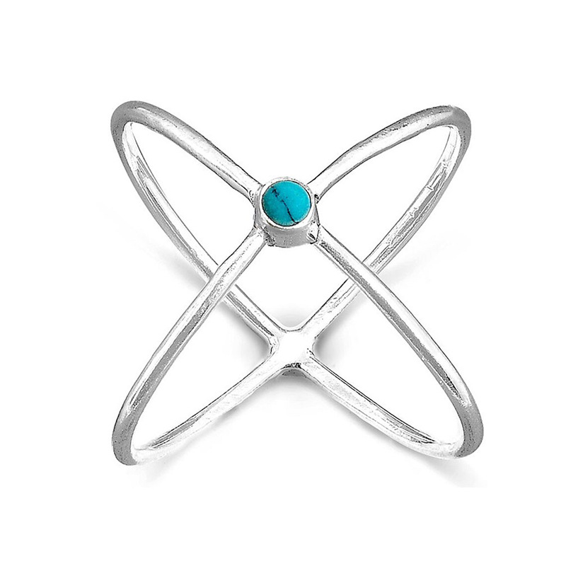  Simple personality circular cross ring female geometric daily matching ring popular hot style generous accessories