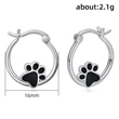 Hot-selling black epoxy cute animal cat paw earrings sweet heart-shaped dog paw print earrings