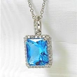 New jewelry is simple and versatile sea blue square diamond zircon necklace anniversary celebration jewelry