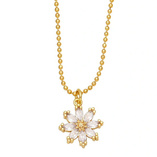 Fashion high-end exquisite light luxury zircon flower necklace female European and American choker chrysanthemum clavicle chain nkb371
