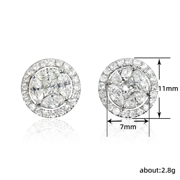 European and American hip-hop unisex earrings, small and simple, full of diamonds, 2024 new style, high-end earrings