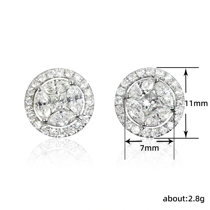 European and American hip-hop unisex earrings, small and simple, full of diamonds, 2024 new style, high-end earrings