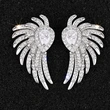 Micro-inlaid angel wings earrings Japanese and Korean style all-match high-end luxury earrings luxury feather earrings