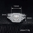    Hot selling couple ring princess fashion geometric square ring bridal wedding ring