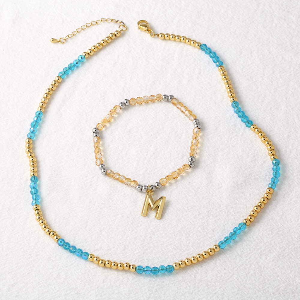 AS jewelry new simple beaded letter bracelet simple high-end gold-plated clavicle chain necklace nkv44