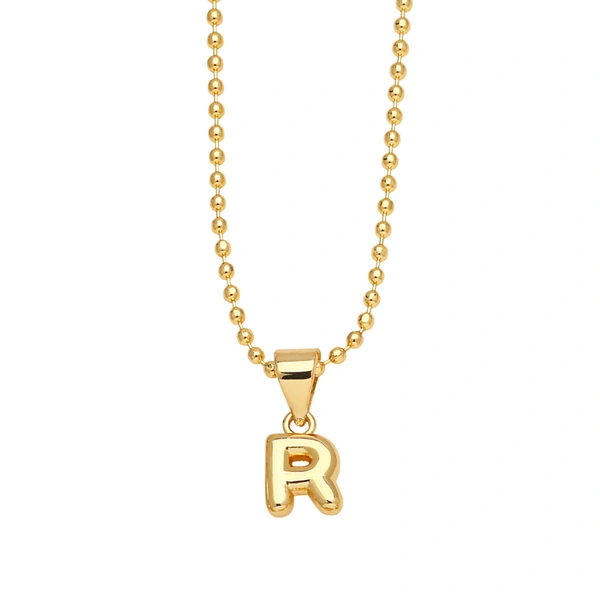Hot sale 26 letters necklace female copper plated real gold polished letter pendant clavicle chain nkq67