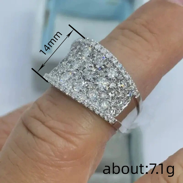  Micro-inlaid sparkling zircon half circle ring bride proposal wedding jewelry live hot selling ring