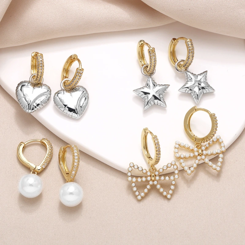 AS jewelry earrings European and American love earrings female pearl bow gold-plated star earrings era176
