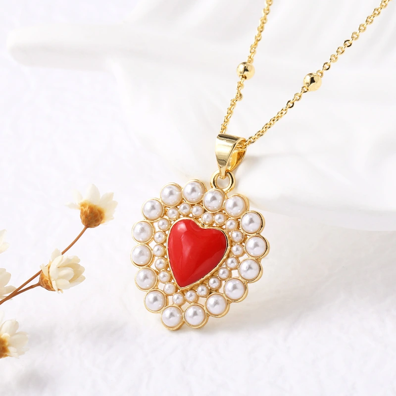 AS jewelry gold-plated pearl heart-shaped pendant necklace clavicle chain nkb482 necklace