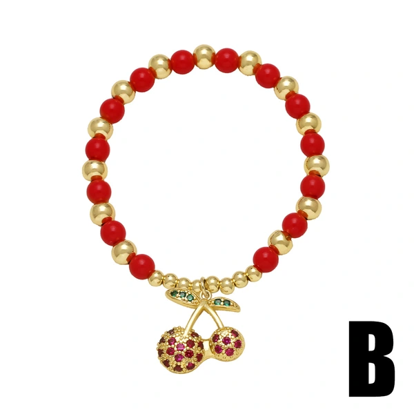 AS jewelry fruit cherry pendant red beaded bracelet hand jewelry brb81 bracelet