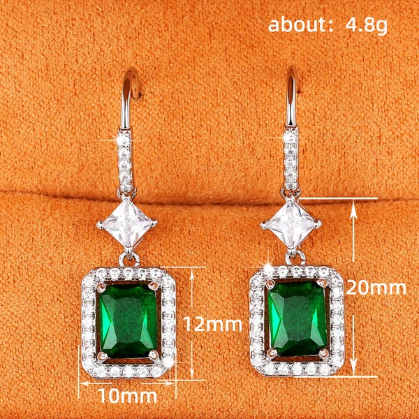 European and American emerald colored gemstone earrings retro earrings earrings jewelry temperament versatile high-end ear hooks for women