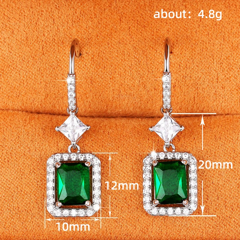European and American emerald colored gemstone earrings retro earrings earrings jewelry temperament versatile high-end ear hooks for women