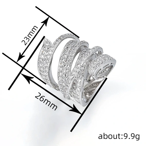  Magazine-style exaggerated multi-layered line design ring personality high-end luxury ring high-end style hot style