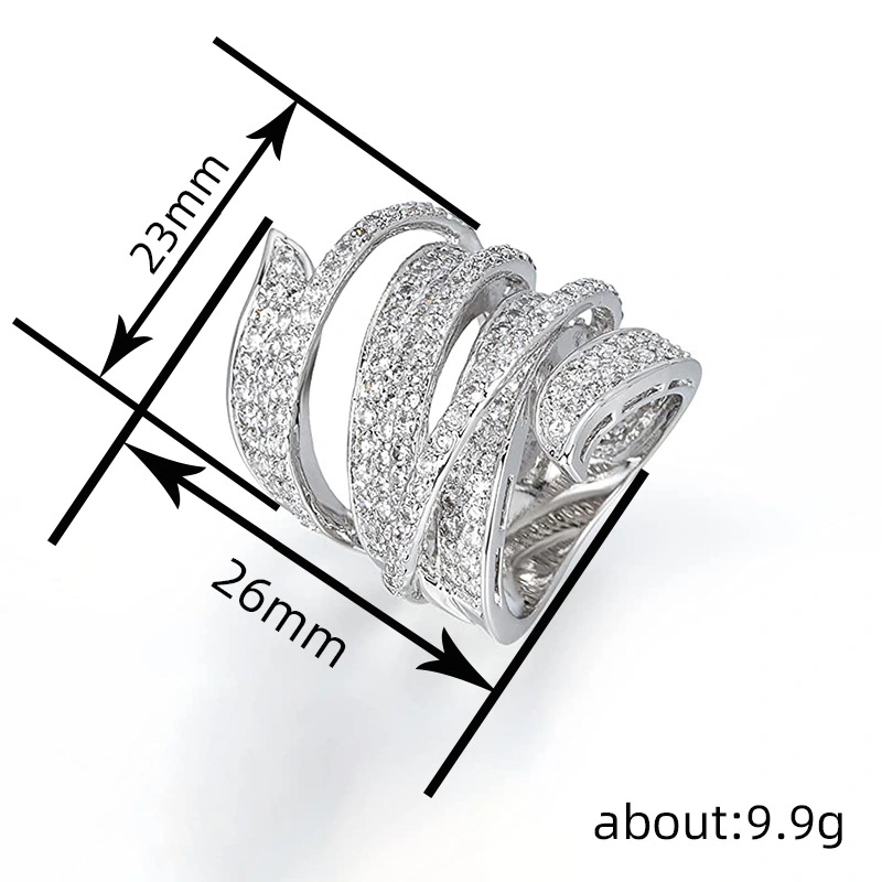  Magazine-style exaggerated multi-layered line design ring personality high-end luxury ring high-end style hot style