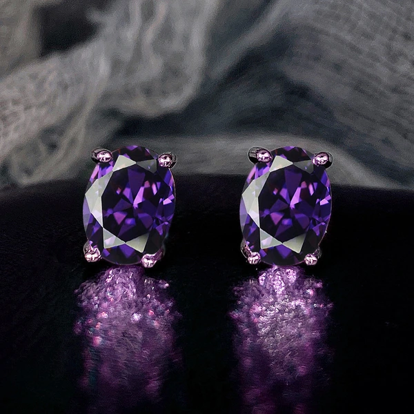 Special earrings dazzling four-claw single diamond earrings for women fashionable and small oval zircon earrings