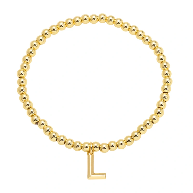 AS jewelry hot selling gold three-dimensional 26 English letters beaded bracelet bracelet brb34