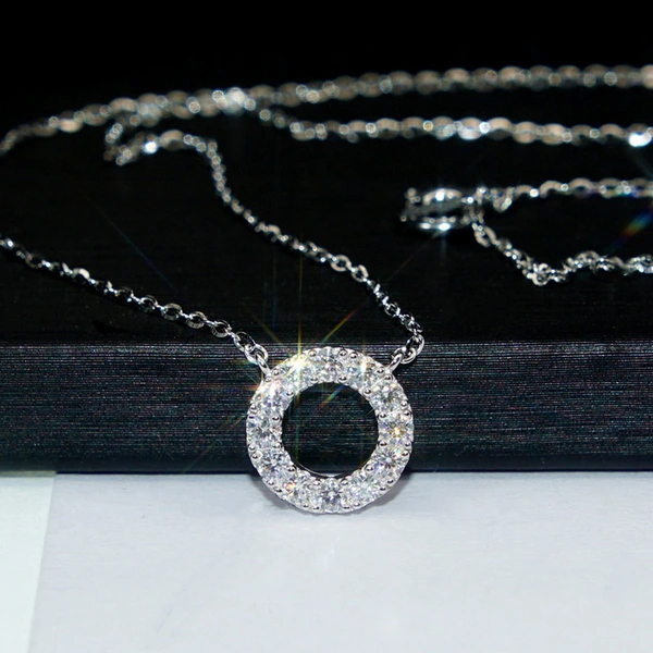  Factory direct sales round hollow geometric necklace micro inlaid zircon sparkling jewelry everyday elegant accessories
