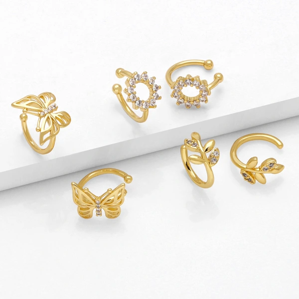 No pierced earrings European and American fashion inlaid zircon gold-plated butterfly ear bone clip earrings for women era022