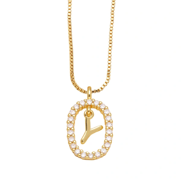AS jewelry new style inlaid zircon 26 English letters necklace female gold-plated clavicle chain nka019