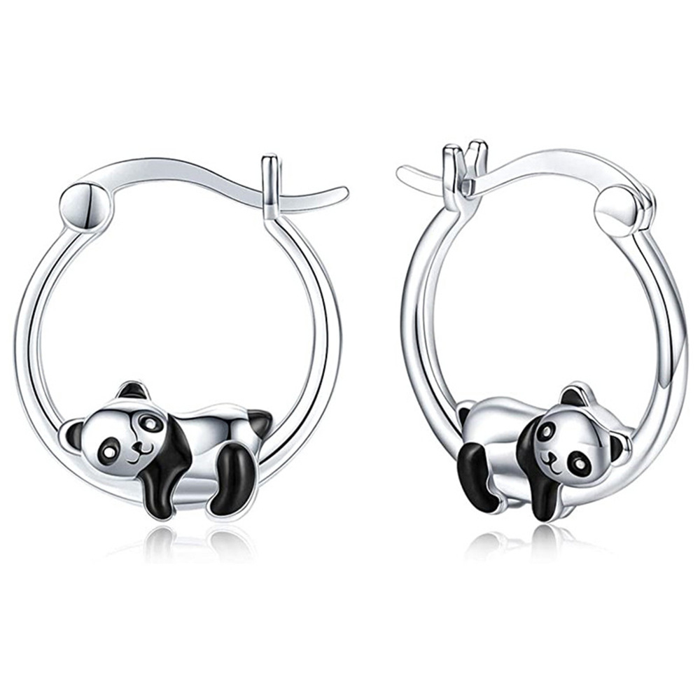 Live recommendation of small earrings, trendy and cute panda glue earrings, cartoon animal ear clips