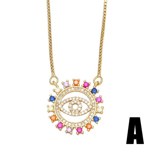 Clearance European and American creative diamond devil eye necklace niche design zircon tassel eye pendant nkb051