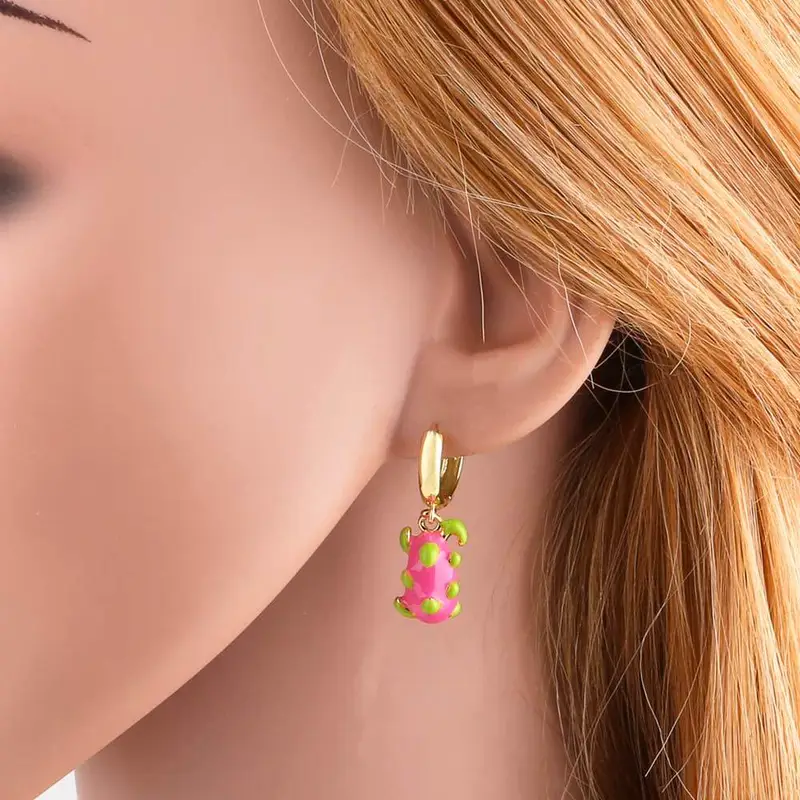 AS jewelry hot style fruit strawberry dragon fruit pendant oil drop earrings earrings female erv50