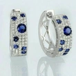 Korean blue and white diamond earrings, round micro-inlaid zircon, exquisite ear clips, popular online live broadcast, all-match earrings