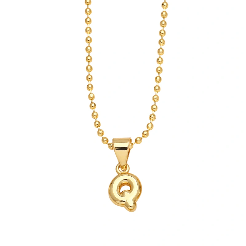 Hot sale 26 letters necklace female copper plated real gold polished letter pendant clavicle chain nkq67