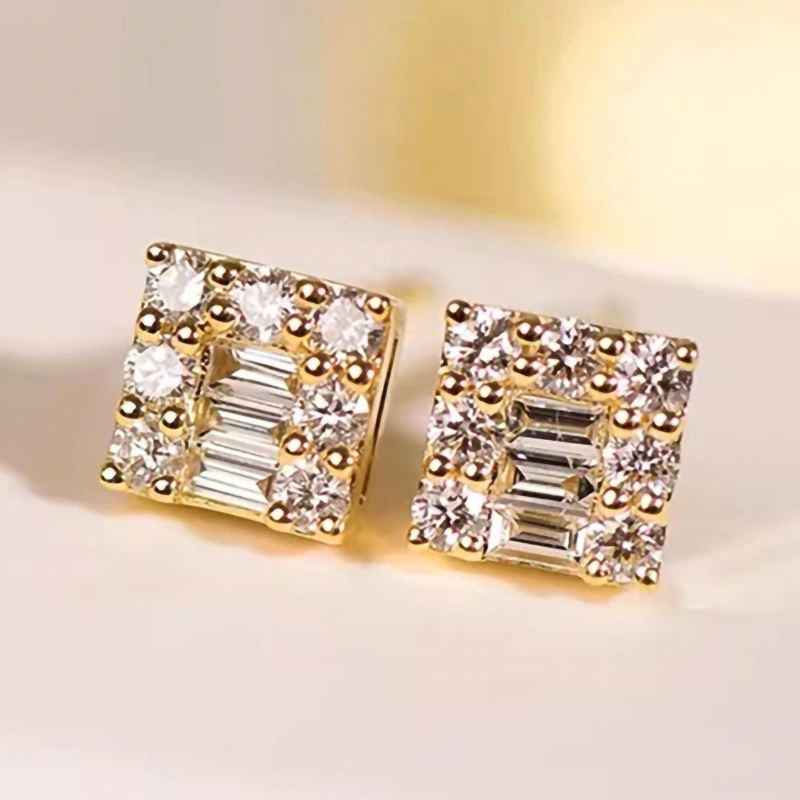  European and American simple exquisite earrings daily matching geometric earrings micro-inlaid zircon ladies earrings